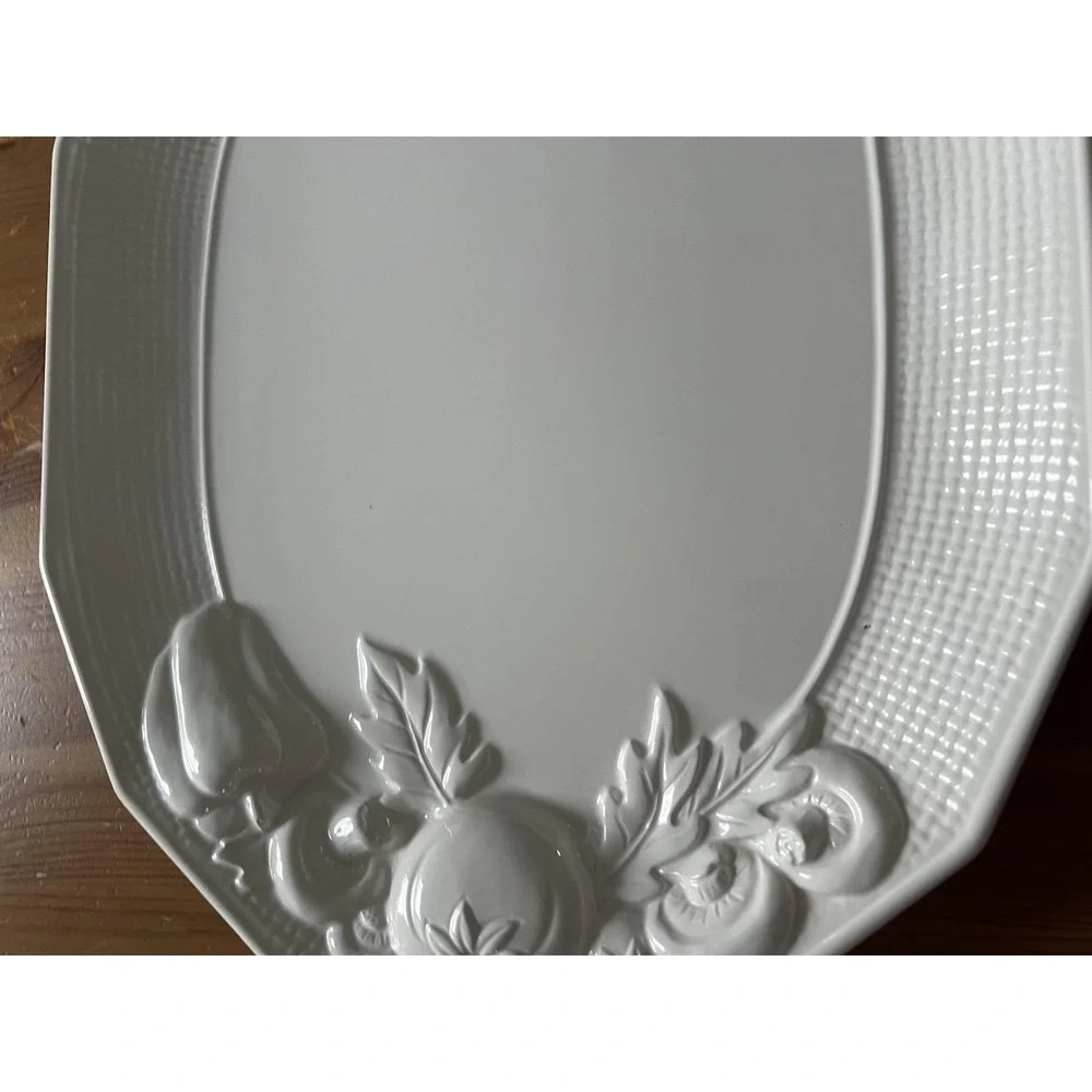 Vintage Himark Harvest Weave Ceramic Platter Embossed Vegetables Farmhouse 18